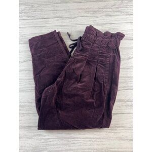 Free People Womens Pants Margate Corduroy Paperbag Waist Button Fly Purple XS